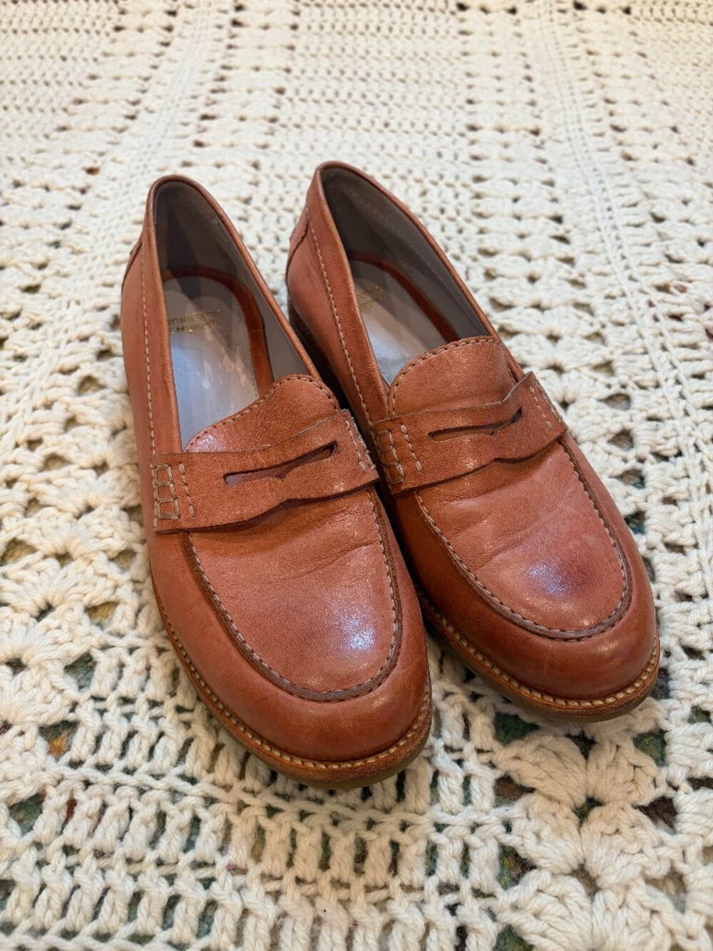 Johnston & Murphy Tan/Cognac Leather Gwynn Penny Loafers - Women's Size 7